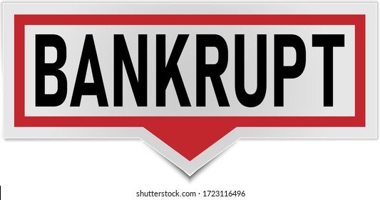 Red Bankrupt Sticker Redeblase. auf weißem Hintergrund.