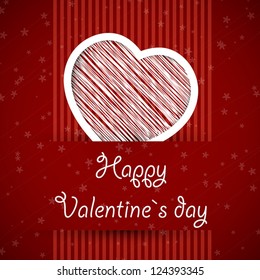 red banned valentine card with scribbled heart. valentine concept.