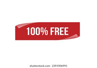 Red banner 100% free on white background.