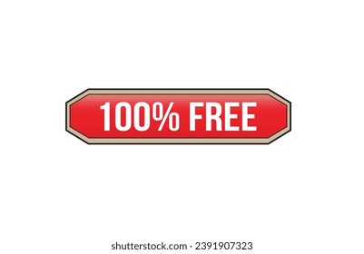 Red banner 100% free on white background.