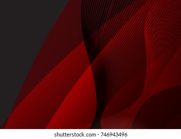 Red and red banner abstract template for card. Metal Background with waves and reflections. Business background, silver, illustration. Illustration of abstract background with a metallic element