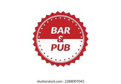 Red banner Bar  pub on white background.