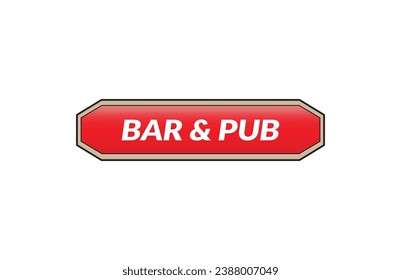 Red banner Bar  pub on white background.