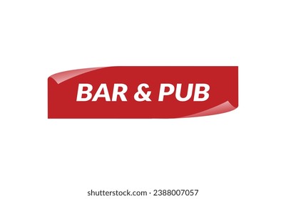 Red banner Bar  pub on white background.