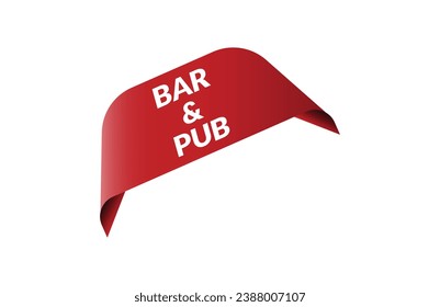 Red banner Bar  pub on white background.