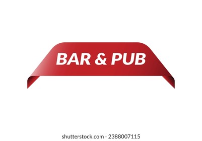 Red banner Bar  pub on white background.