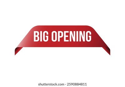 Red banner big opening isolated on white background.