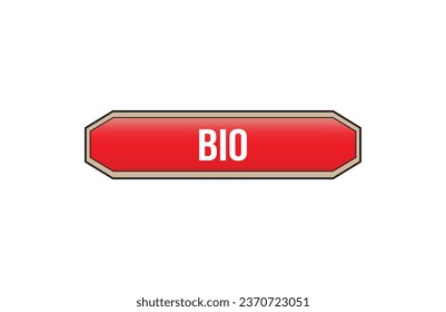 Red banner Bio on white background.