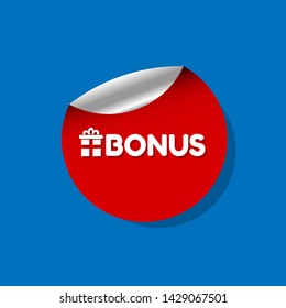 red banner bonus. label with gift icon