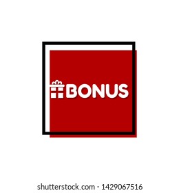 red banner bonus. label with gift icon