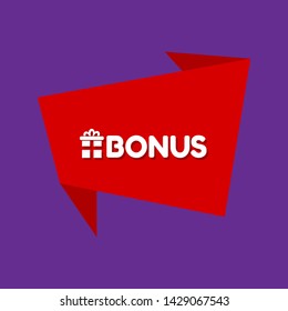 red banner bonus. label with gift icon