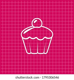 Red banner with cake icon. Vector illustration