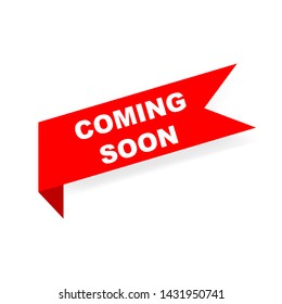 red banner coming soon on white background