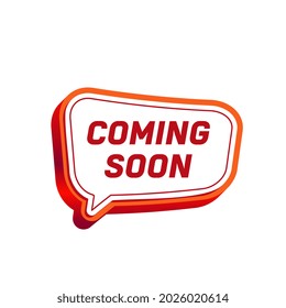 Red banner coming soon. Coming Soon Text Label Vector Template Design Illustration