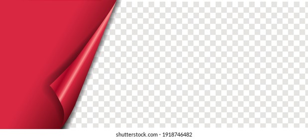 Red Banner With Corner Transparent Background With Gradient Mesh, Vector Illustration