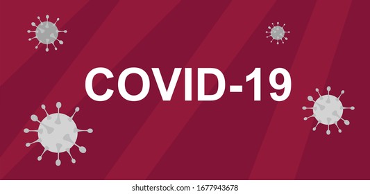 Red banner Covid -19. Coronavirus 2019-nCoV. Corona virus icon. 