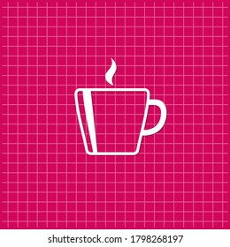 Red banner with cup of tea icon. Vector illustration