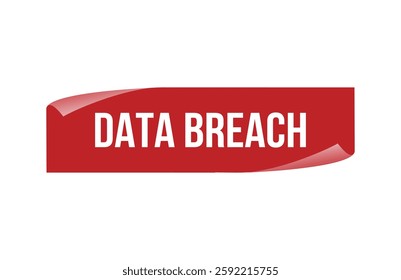 Red banner Data Breach isolated on white background.