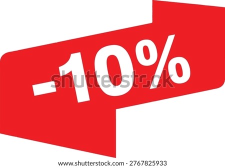 Red banner displaying a ten percent decrease in value or price Vector