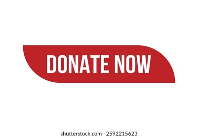 Red banner donate now isolated on white background.