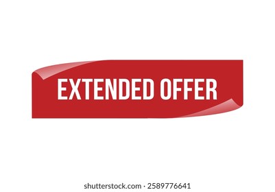 Red banner extended offer isolated on white background.