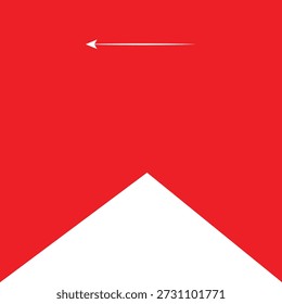 Red banner flag shape with white arrow pointing left