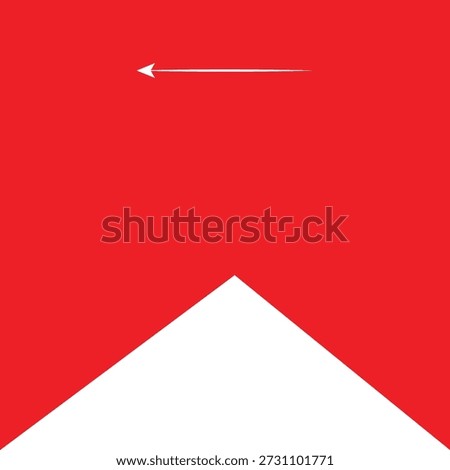 Red banner flag shape with white arrow pointing left