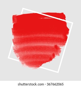 Red banner with frame on gray background