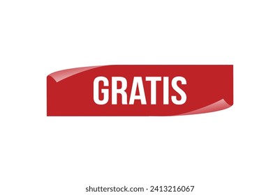 Red banner gratis on white background.