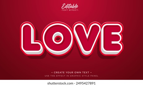 Red banner headline or greeting card text style. Love editable text effect