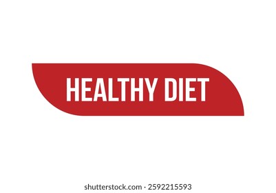 Red banner healthy diet isolated on white background.