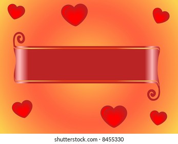 Red banner with the hearts