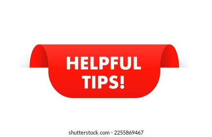 Red banner helpful tips. Label or speech bubble for apps, websites and creative ideas. Isolated on white background. Vector illustration