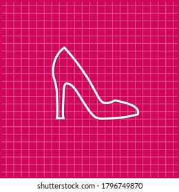 Red banner with high heel shoe icon. Vector illustration