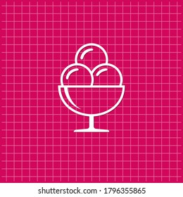 Red banner with icecream icon. Vector illustration