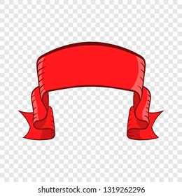 Red banner icon in cartoon style on a background for any web design 