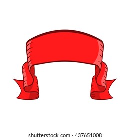 Red banner icon, cartoon style