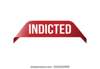 Red banner Indicted on white background.