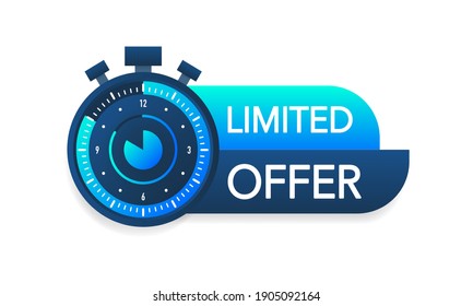 Red banner limited offer. Clock icon.