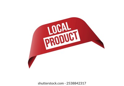 Red banner local product isolated on white background.