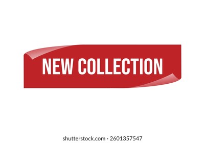 Red banner new collection isolated on white background.