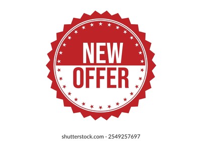 Red banner new offer isolated on white background.