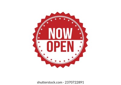 Red banner Now open on white background.