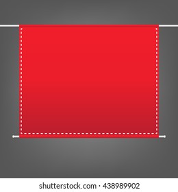 red banner on black background.