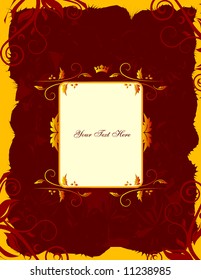 Red banner on the floral background