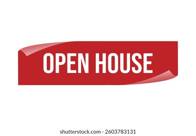 Red banner open house isolated on white background.