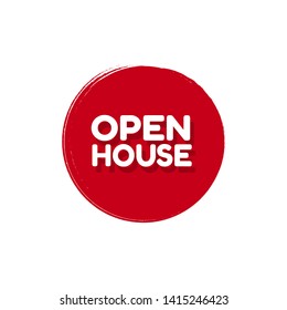 red banner - open house - label,sticker,tag