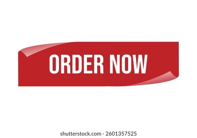 Red banner order now isolated on white background.