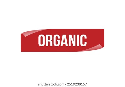 Red banner organic isolated on white background.