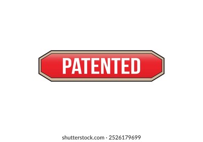 Red banner patented isolated on white background.